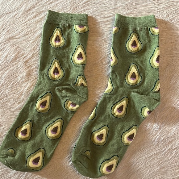 3/$15 Brand New Avocado fruit Print Half-Crew Socks - Picture 3 of 4
